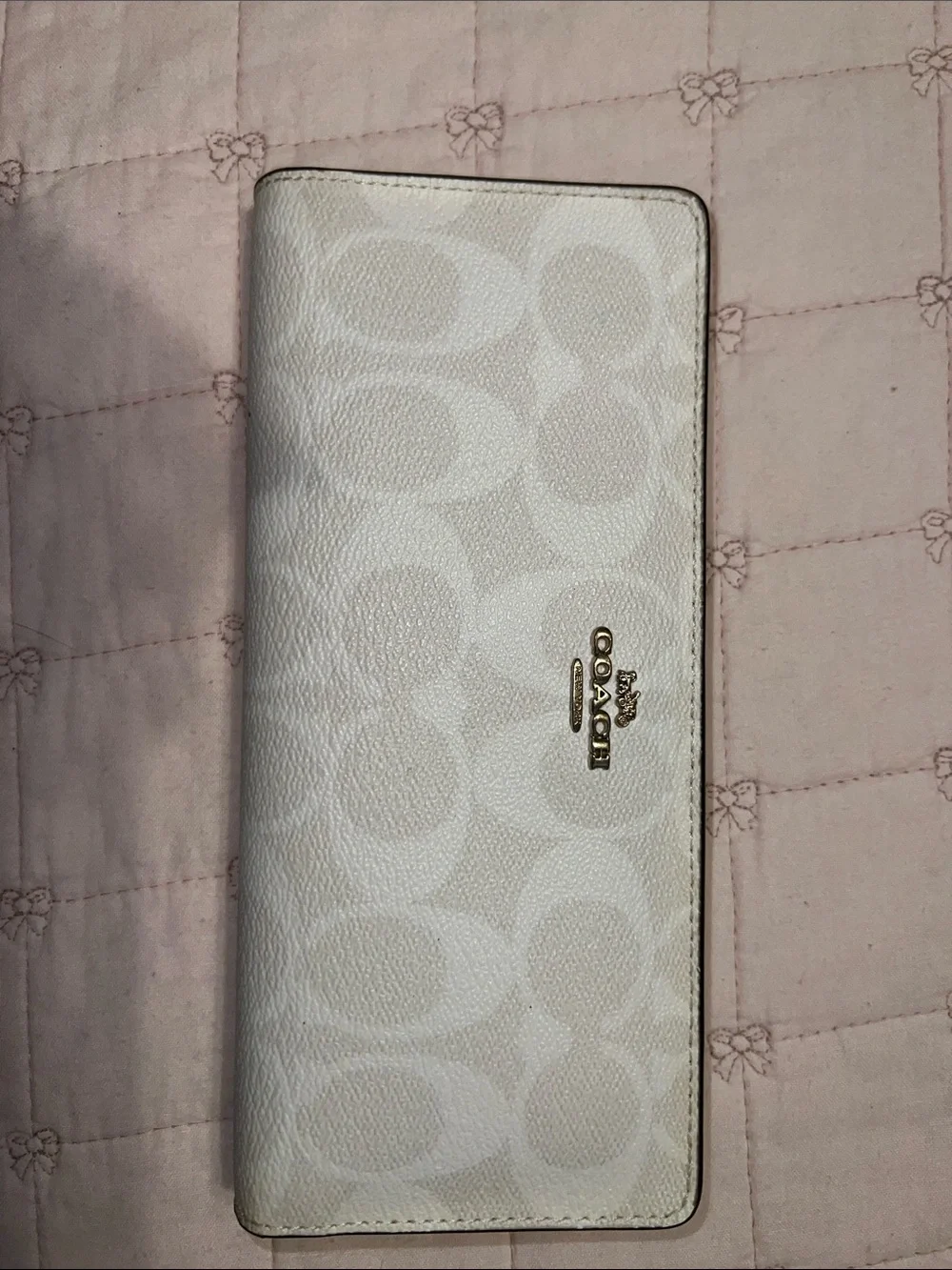 Coach White Signature Tote with Matching Wallet